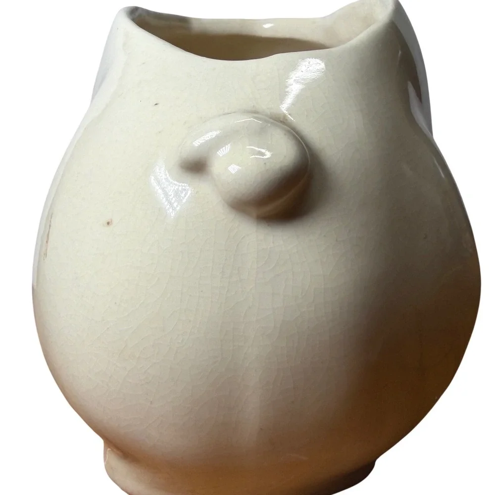 Vintage‎ Ceramic Pig Planter Cream White Glaze Farmhouse Decor Succulent Pot